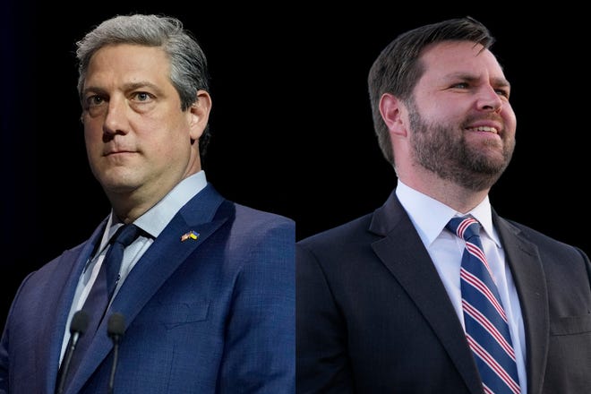 U.S. Senate Democratic candidate Rep. Tim Ryan (left) and Republican candidate J.D. Vance (right).