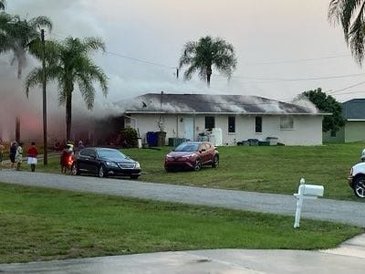One person was hospitalized after fire damaged a home in the 4500 block of 6th Street West in Lehigh Acres Monday morning.
