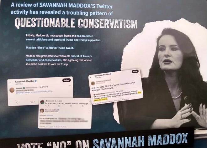 A mailer from a group called Commonwealth Conservatives attacking state Rep. Savannah Maddox, R-Dry Ridge