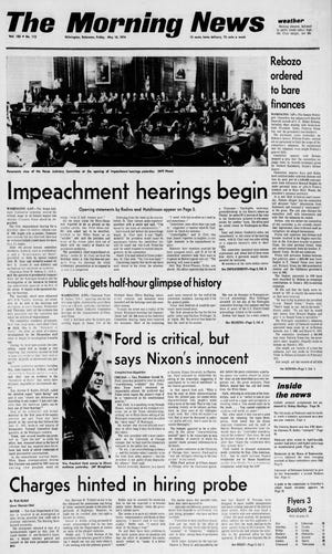 Front page of The Morning News from May 10, 1974.