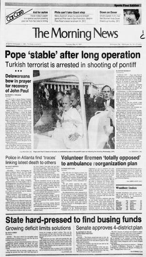 Front page of The Morning News from May 14, 1981.