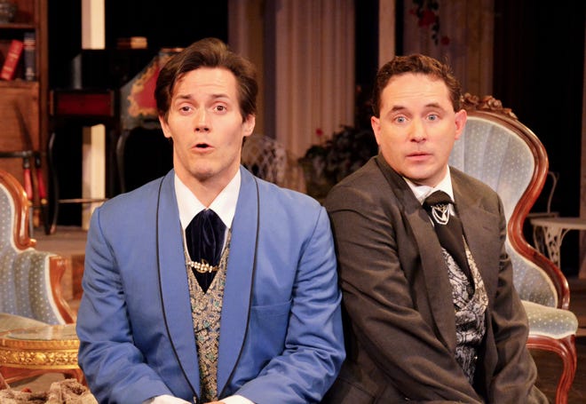 Equity actors Geoff Knox, left, and Andrew Cruse star as Algernon and Jack in "The Importance of Being Earnest" at Ohio Shakespeare Festival.