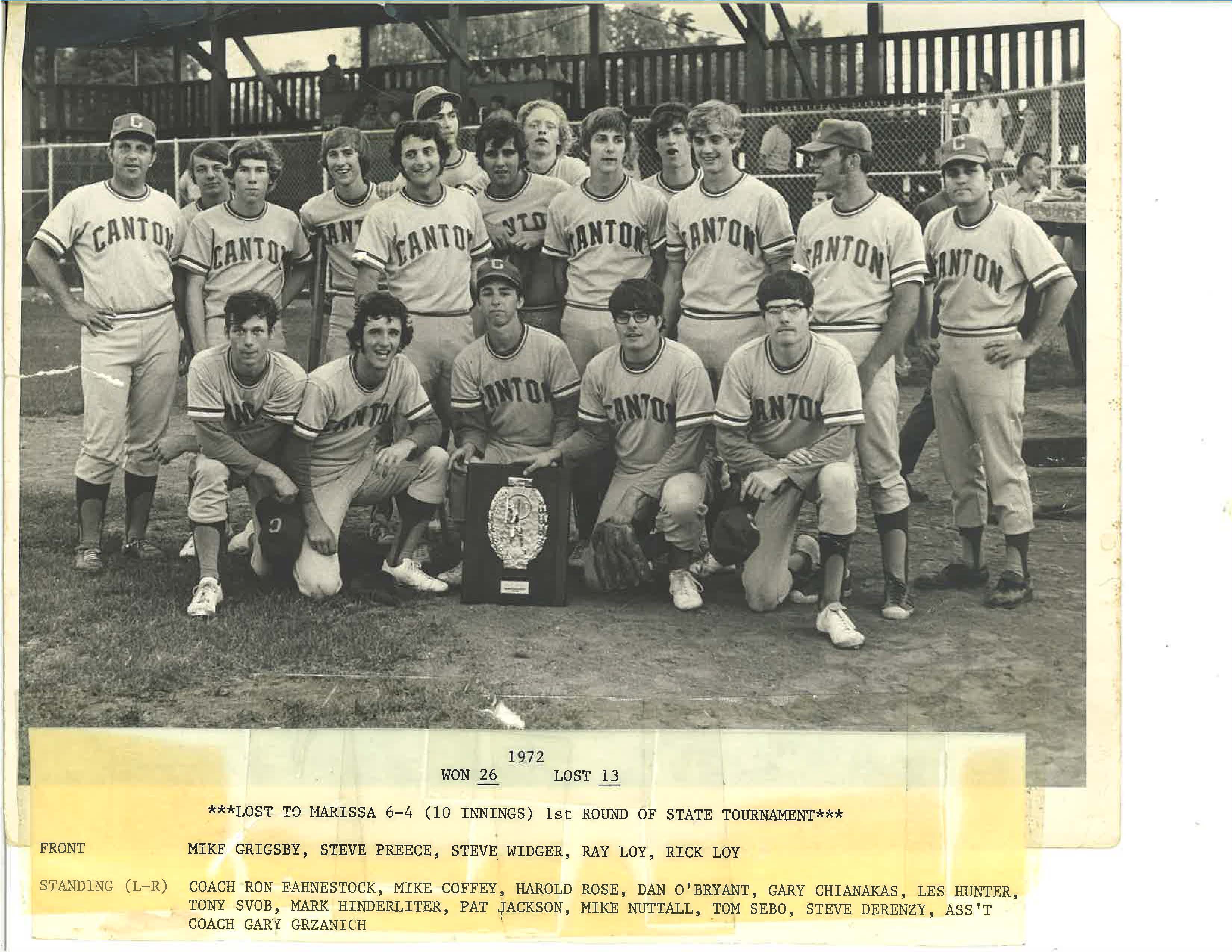 1972 Canton baseball team to celebrate 50th anniversary state run