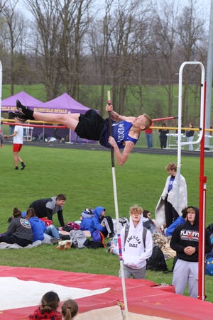 Senior Blake Clement takes second place in the pole vault finals.