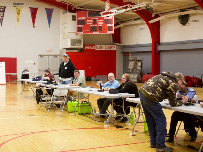 Although the polling location at Elgin's Administrative Building usually does not see many voters for the May elections, Tuesday's election saw a busy voter turnout, poll workers explained.