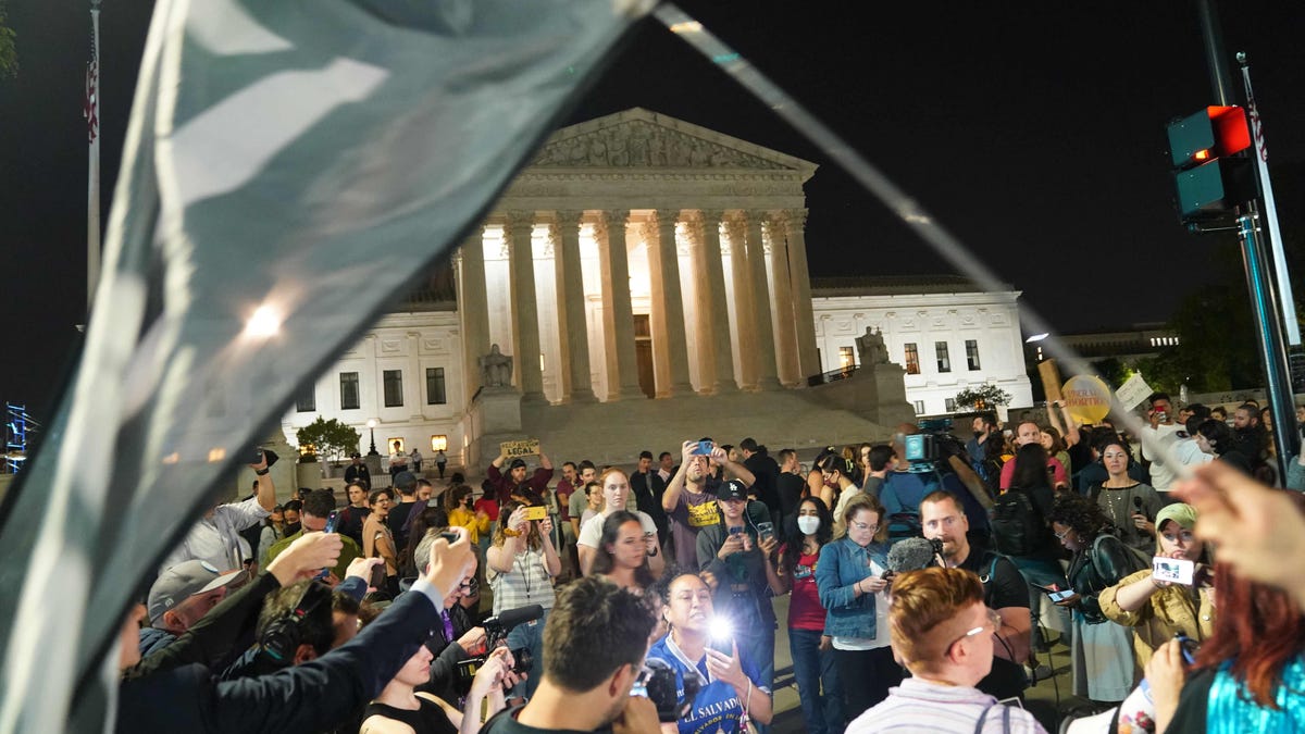 Abortion-rights and anti-abortion activist rally outside of the Supreme Court on May 02, 2022.