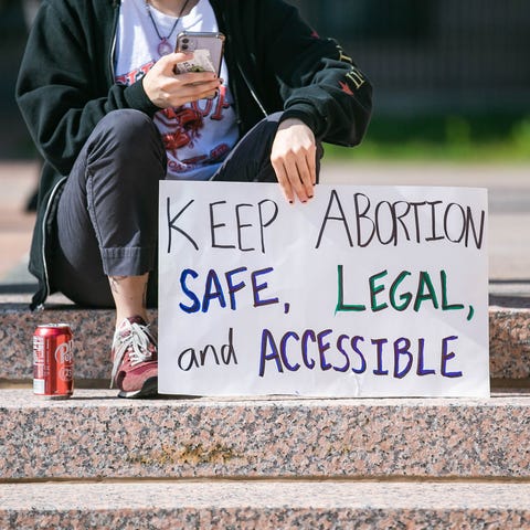 Demonstrators gather at the Oklahoma State Capitol