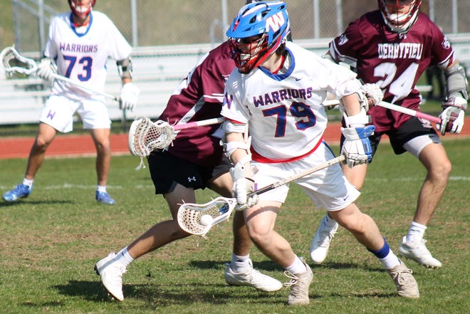 Winnacunnet's Caleb White scored five goals as the Warriors defeated visiting Derryfield during Division II action Tuesday in Hampton. The Warriors won their sixth straight game with an 11-8 victory.