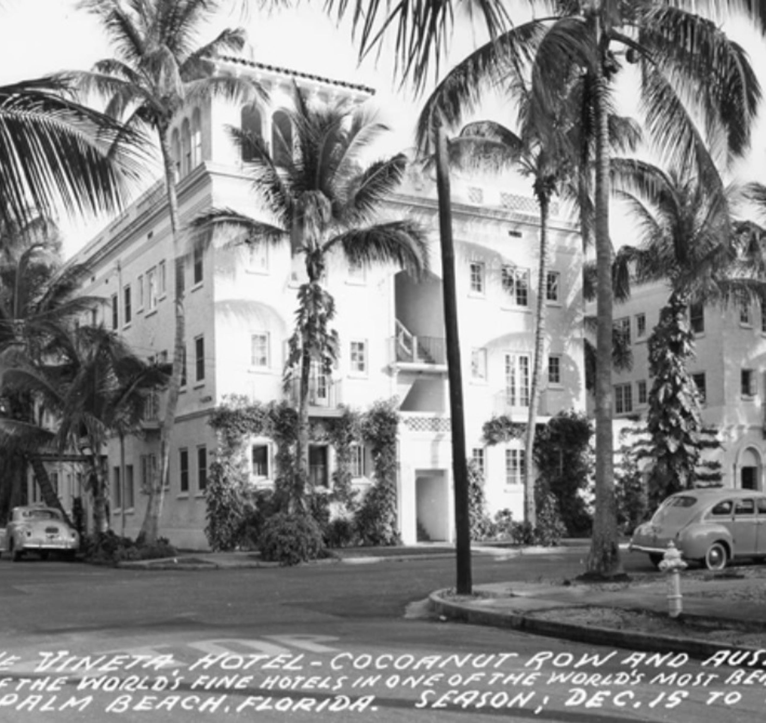 For decades, the Palm Beach hotel today known as the Chesterfield operated as The Vineta, seen here in an undated photograph.