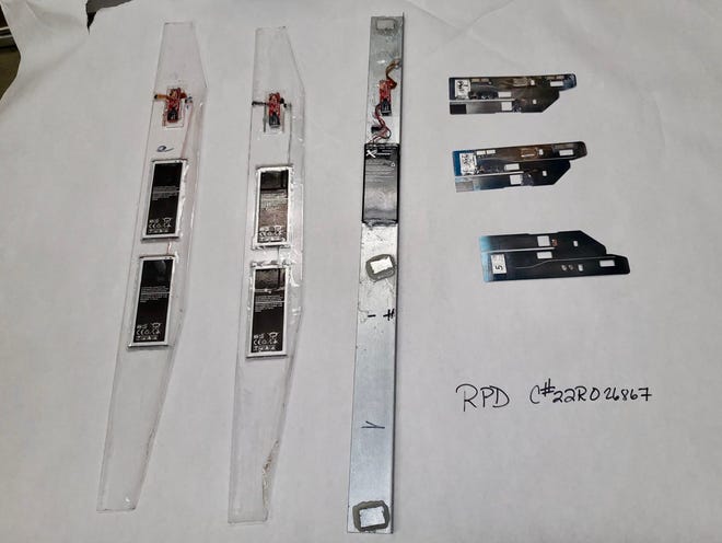 Redding police provided this photo of skimming devices that were attached to three ATMs.