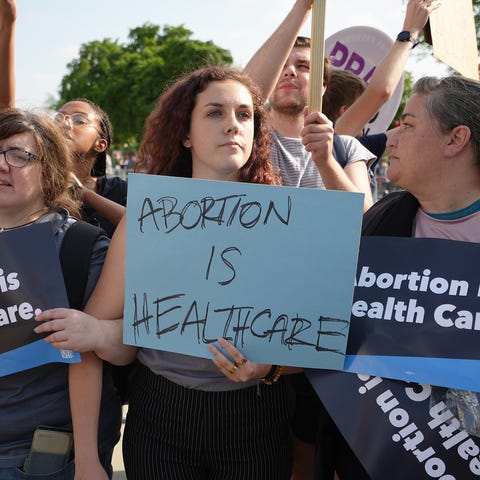 Protestors outside the Supreme Court in Washington