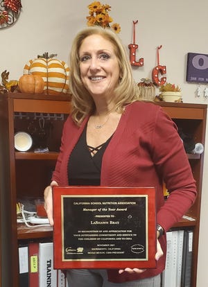 Nutrition Supervisor II Manager LaShawn Bray of the Hesperia Unified School District has been named the West regional Manager of the Year by the School Nutrition Association. Last year, she took home the California School Nutrition Association's Manager of the Year Award.
