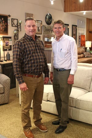 From left, Paul and Matt Kohler operate Veh and Son Furniture Store in Gibsonburg, which is celebrating its 140th anniversary this year.