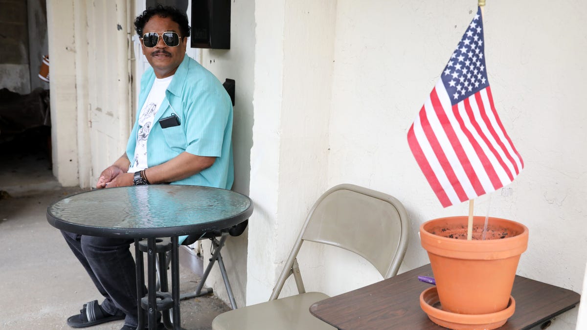 Randy Scott sits outside his apartment in Mamaroneck May 3, 2022. Scott escaped through his kitchen window of his basement apartment when the remnants of Hurricane Ida flooded the Flats neighborhood after three neighbors banged on his window to get him to leave his apartment. 