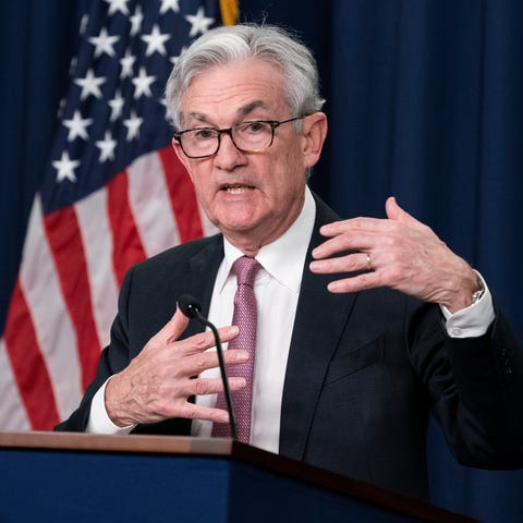 Federal Reserve Board Chair Jerome Powell speaks d
