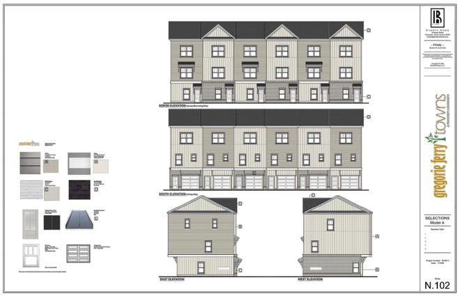 Design plans included in a May 5 permit request for the conditional zoning review of a 72 Townhomes located on 9.12 acres known as 100 Woodland Dr. The civil site design was created by Wade Trim.