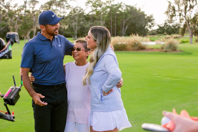 Jason Day, his mother Dening and wife Ellie. Dening died in March after a five-year battle with lung  cancer.