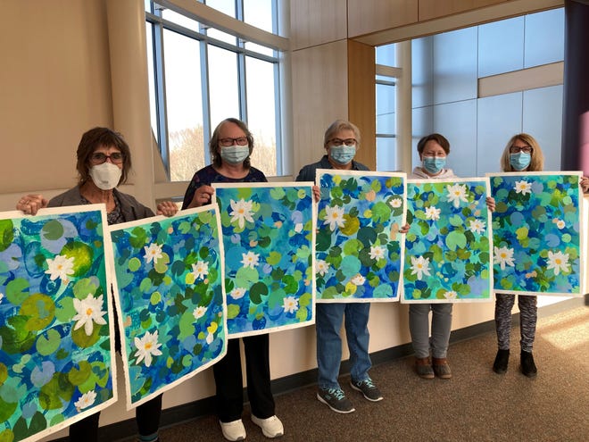 Exeter Hospital cancer center patients reveal a series of water lily paintings they created in the style of Monet. The base for this art comes from materials used in the treatment of cancer.