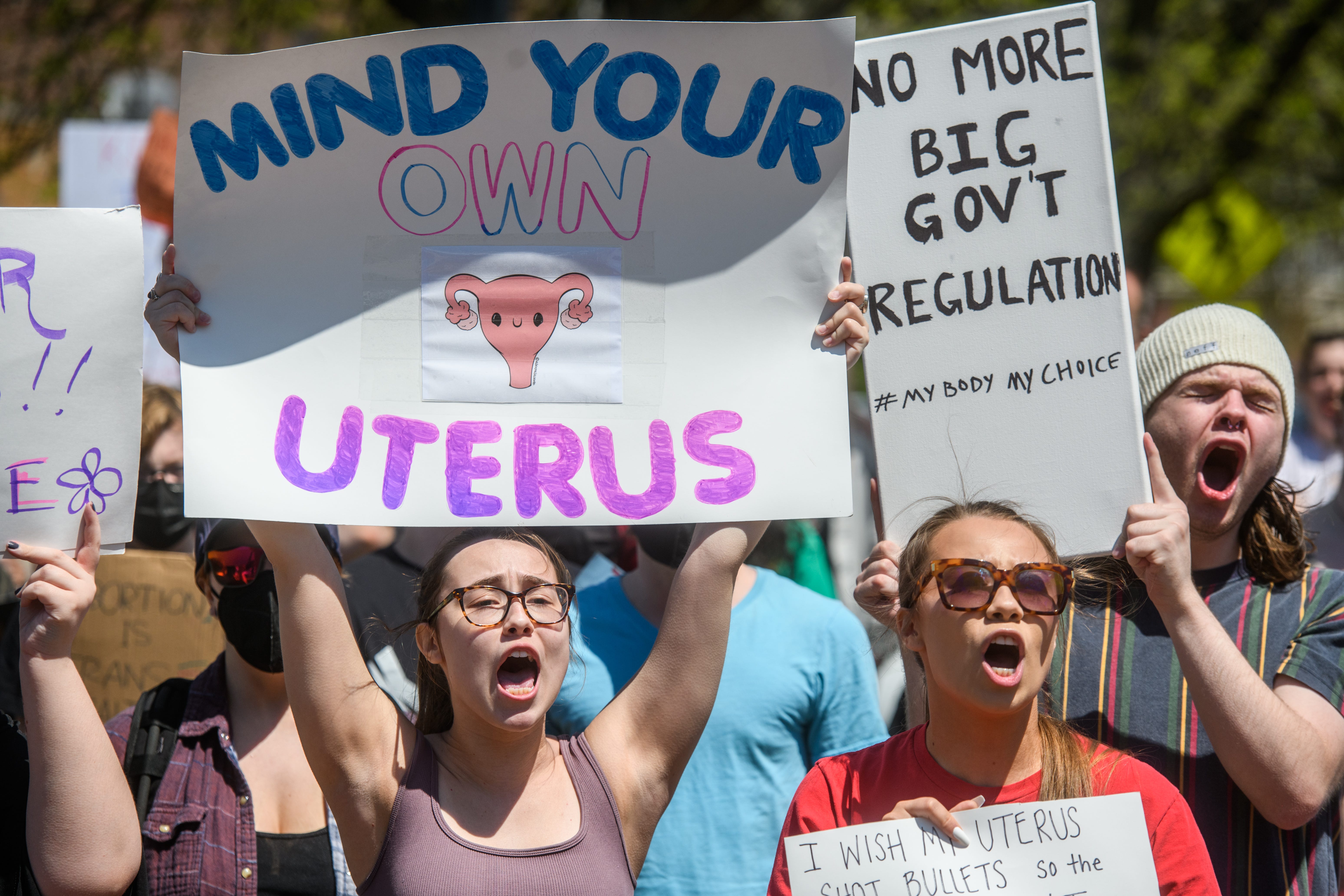 Abortion rights protesters rally at University and Main in Peoria
