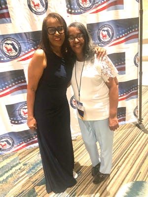 Margaret Franklin, Region III Chair and President of the Capital City Democratic Women’s with DWCF President Monica Readus at Convention.