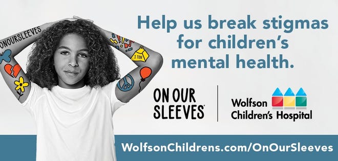 Wolfson Children’s Hospital uses flags around the city to encourage adults to play a role in helping children with their mental health.  They offer resources ranging from tips and conversation starters to an 8-hour free Youth Mental Health First Aid.  To date, about 900 people have been trained at Baptist Health since 2015.