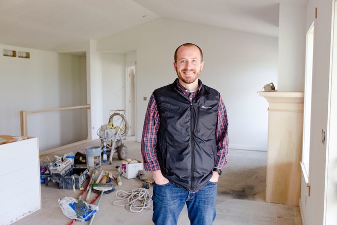BJ Stokesbary, the developer behind the new Prairie Ridge community in Pella, inside one of the homes under construction there.