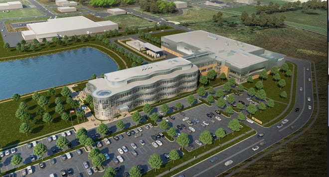 Rendering of Arrowhead Pharmaceuticals campus in Verona. The company broke ground on the project on Monday.