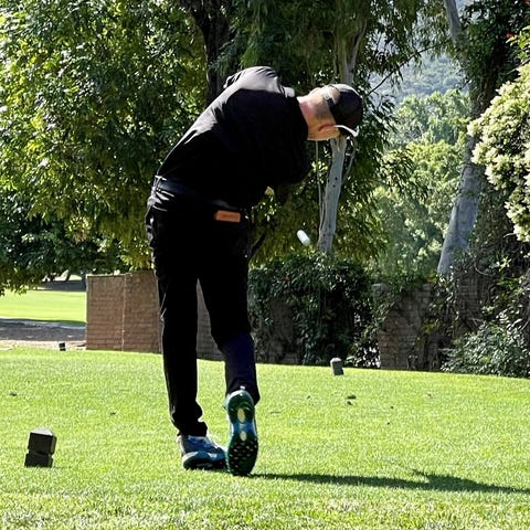 Buena High freshman Adam Anderson hits a tee shot 