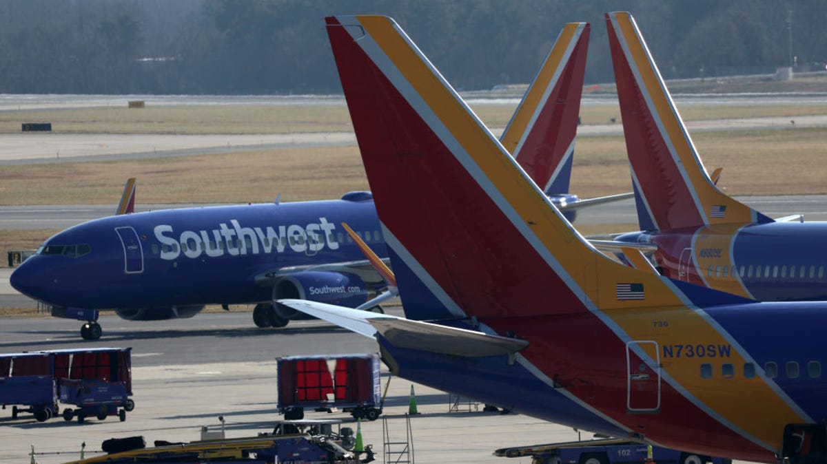 Southwest Airlines aircrafts are seen at Baltimore/Washington International Thurgood Marshall Airport on December 22, 2021.