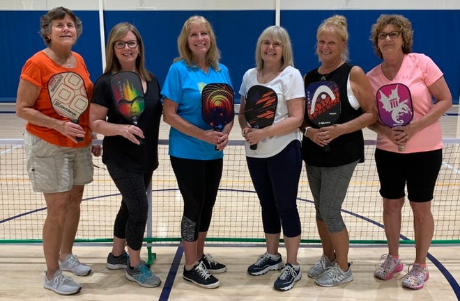 The pickleball ladies are, from left, Linda Cook, Joanne Quillen, Stacey Fair, Kathy Crew, Gale Podnar and Sandi Tompkins.