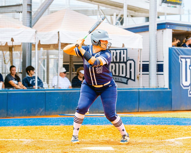 UNF's Paige Pfent drove in 4 RBI's on Thursday to help the Ospreys Advance in the ASUN Softball Tournament