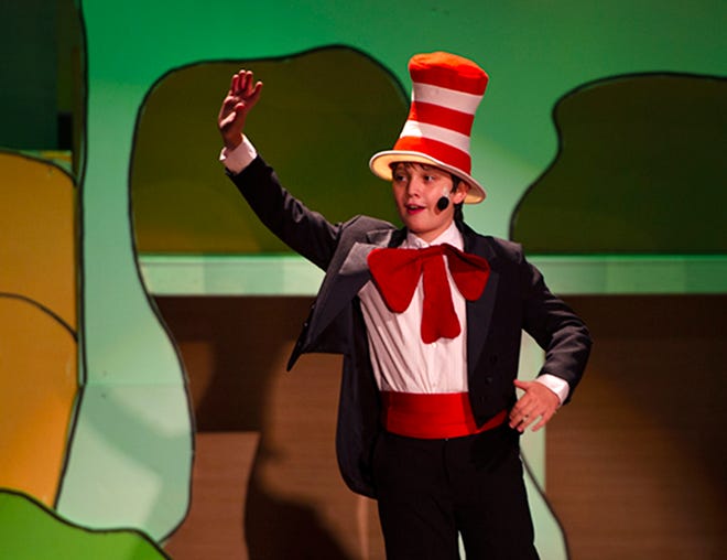 Jack Freitas performs as The Cat in the Hat during Thursday's rehearsal of Rosarian Academy's production of 'Seussical the Musical.' Performances were held Friday and Saturday at the school.