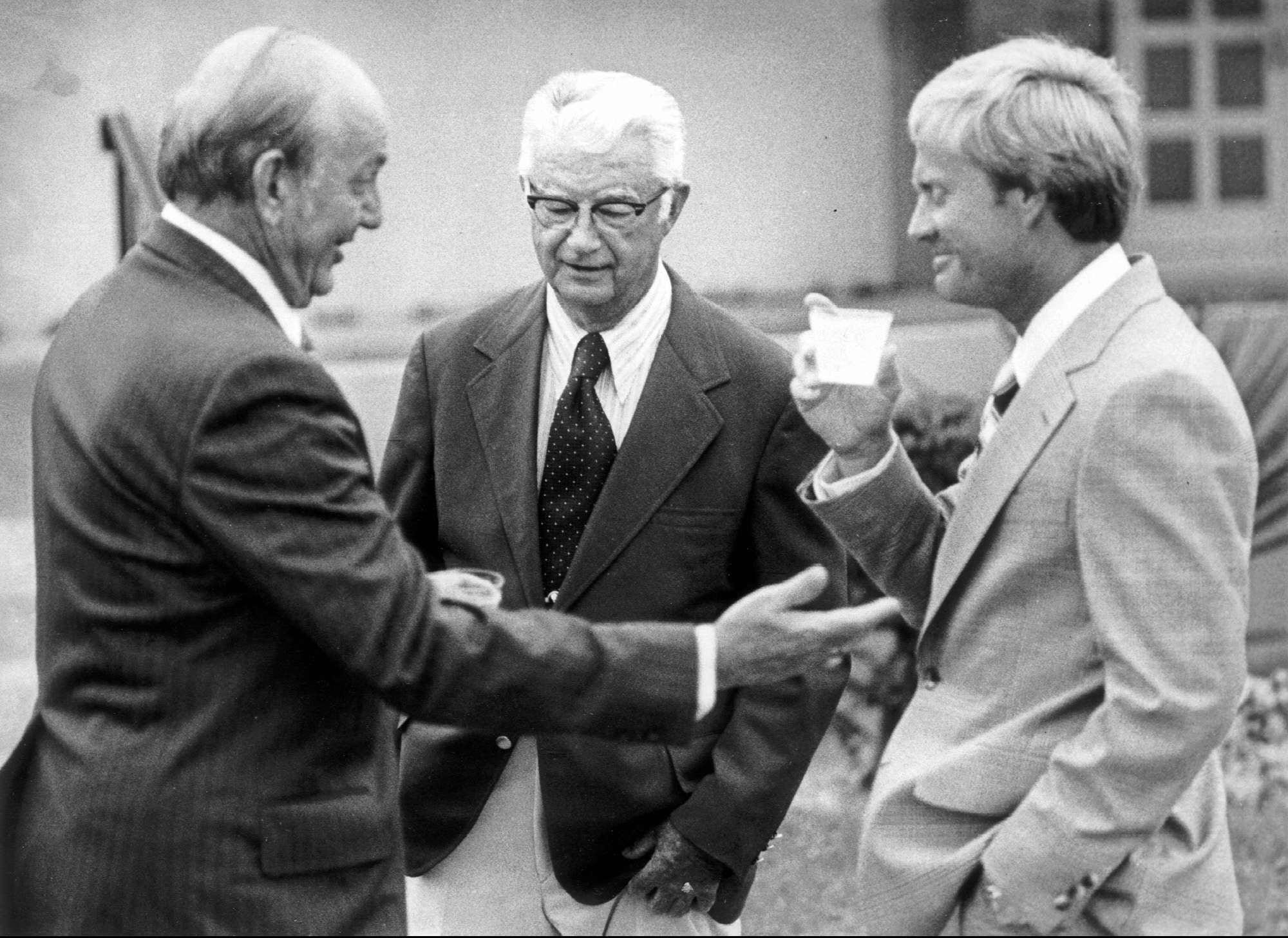 Mayo Smith, from left, Bob Balfe and Jack Nicklaus, the first inductees into the Palm Beach County Sports Hall of Fame. 1984 file photo.