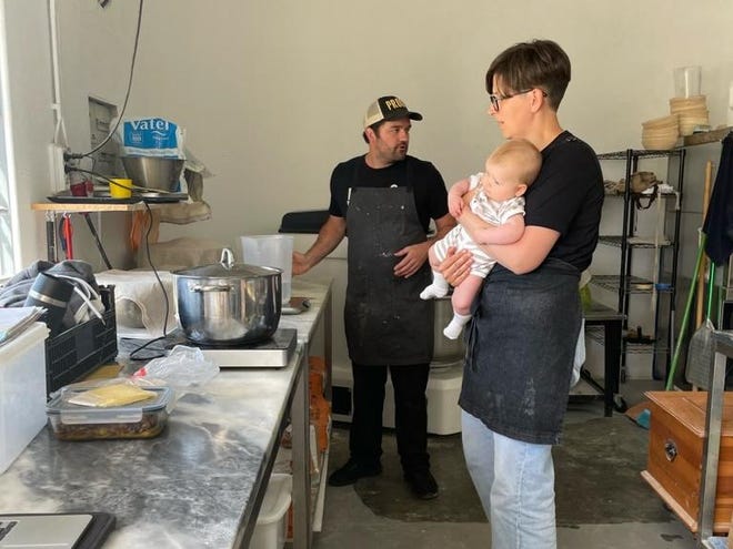 Anna Makievska, a baker from Kyiv, fled to Portugal with her baby after Russia invaded Ukraine on Feb. 24, 2022.