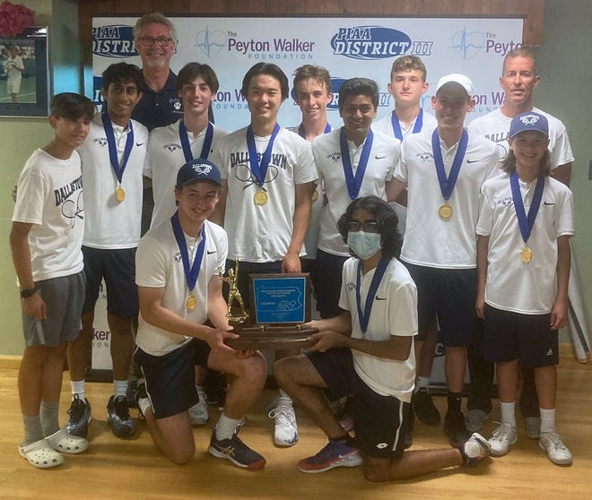 The Dallastown boys' tennis team is shown after winning the District 3 Class 3-A title on Wednesday.