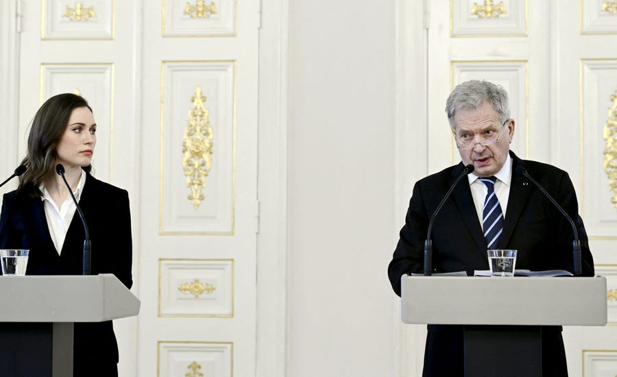 Finnish President Sauli Niinisto and Prime Minister Sanna Marin on May 12, 2022 expressed their support for NATO membership.