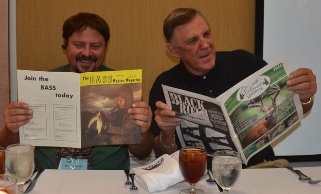 Columnist Brandon Butler with Ray Scott at a Southeastern Outdoor Press Association conference.