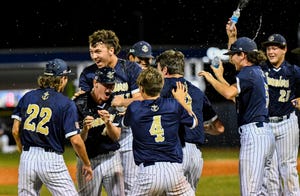 Eau Gallie players celebrate Cypress Creek's 5-4 victory in the regional Class 4A semifinals on Thursday, May 12, 2022. Craig Bailey / Florida today via USA TODAY NETWORK