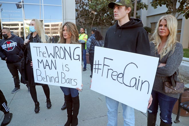 Supporters of Cain Velasquez gather outside the Santa Clara County Hall of Justice on March 7 after a judge denied bail to former UFC heavyweight champion.