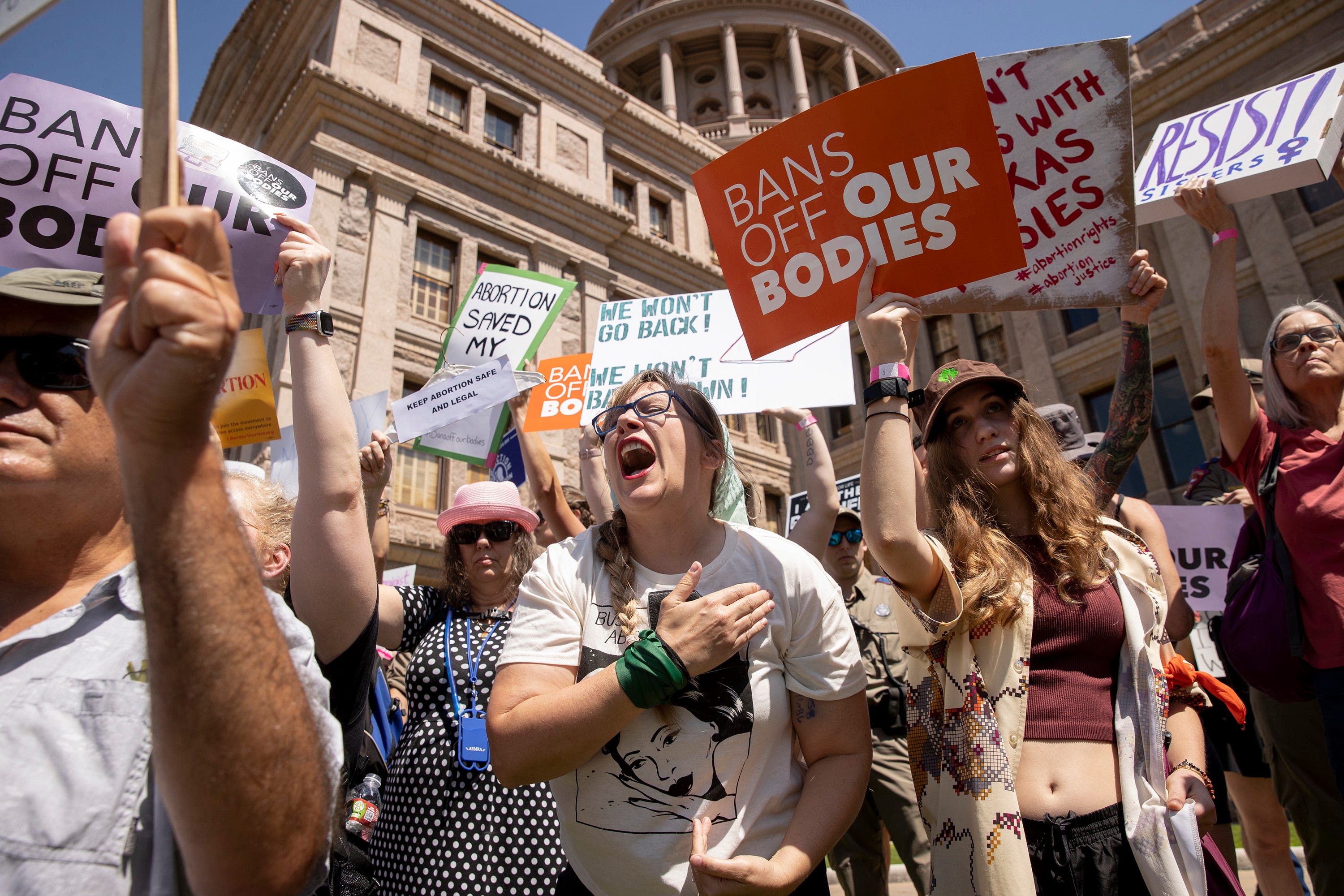 May 14 2022: People rally for abortion rights at the Capitol in Austin, Texas. Thousands of people form around Texas attended the Bans Off Our Bodies rally.