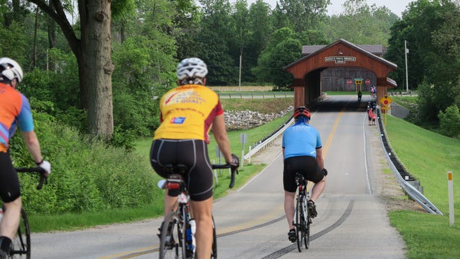 Cyclists on the 19, 33, and 66 mile routes of the Hot Tamale Bicycle Tour will visit the King's Mill Covered Bridge.