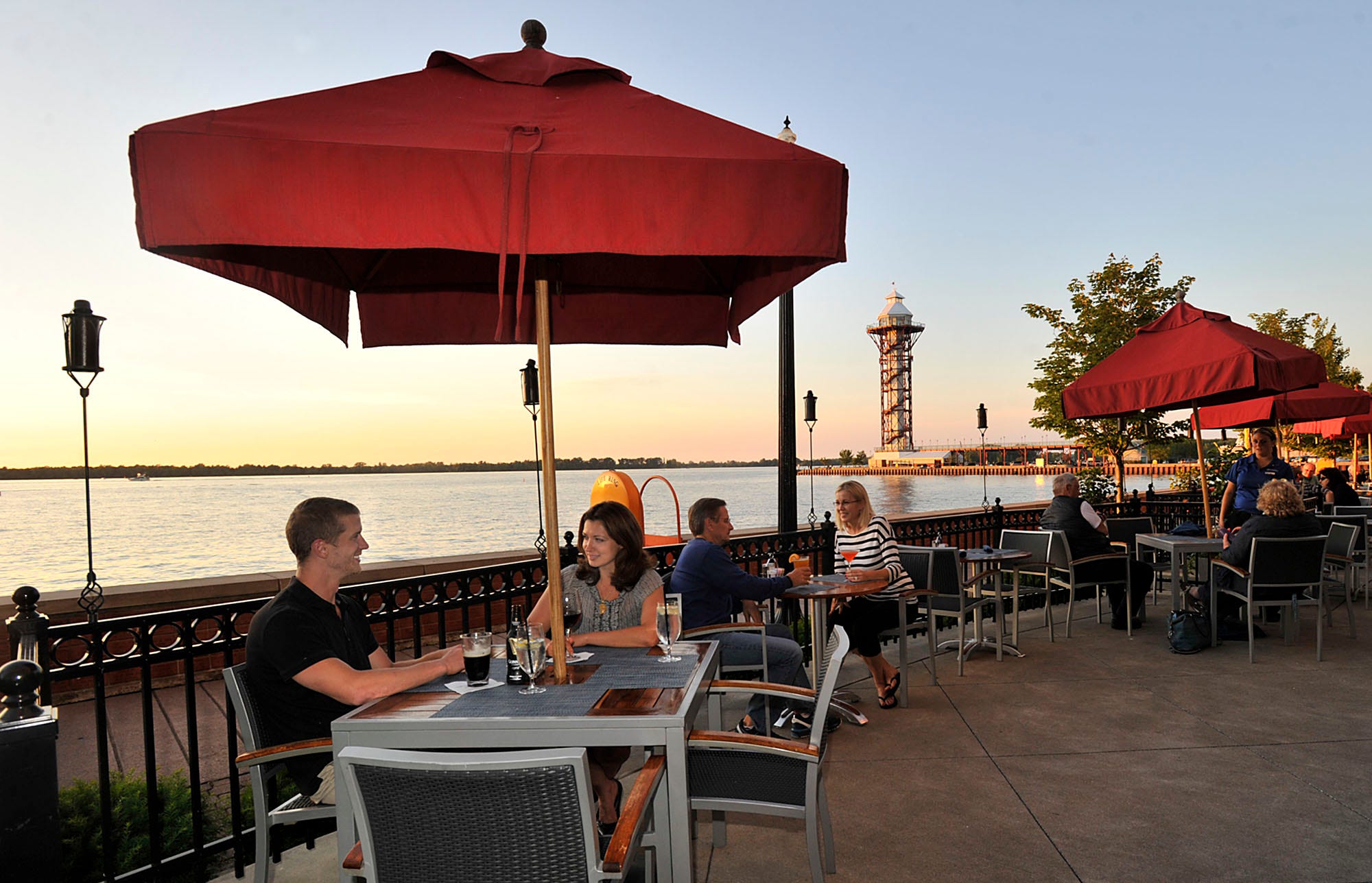 Diners can enjoy their meals at the Bayfront Grille in Erie indoors out at the Bayfront Sheraton.