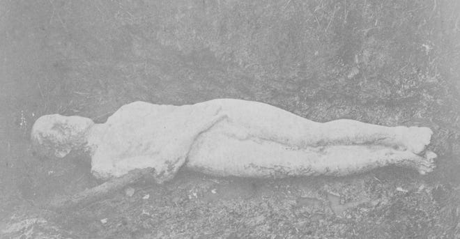 The Cardiff giant.  as it appeared around 1870