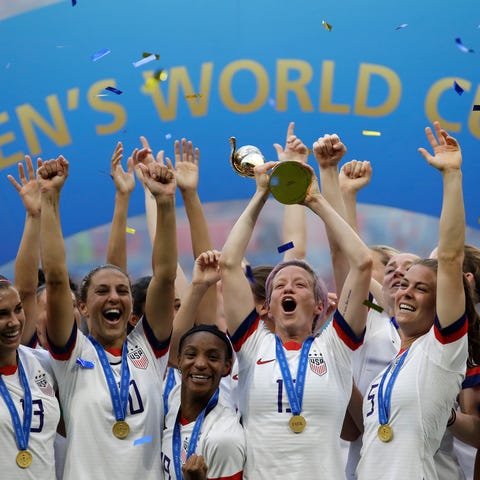 The U.S. women celebrate winning the World Cup in 