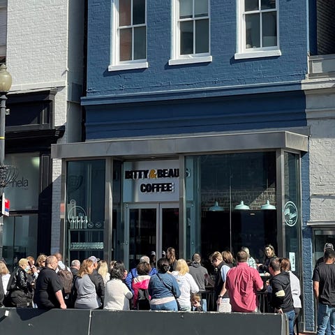 Customers line up outside the newest Bitty & Beau'