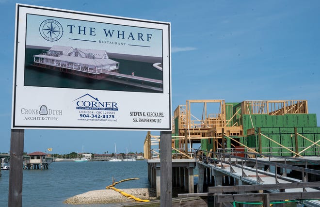 Work continues on the new Wharf Restaurant on the site of the former Santa Maria Restaurant over the Matanzas River in downtown St. Augustine on Thursday, May 19, 2022.