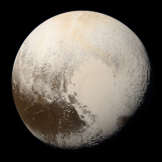 Our favorite former planet, Pluto, as seen by NASA's New Horizons spacecraft in 2015.