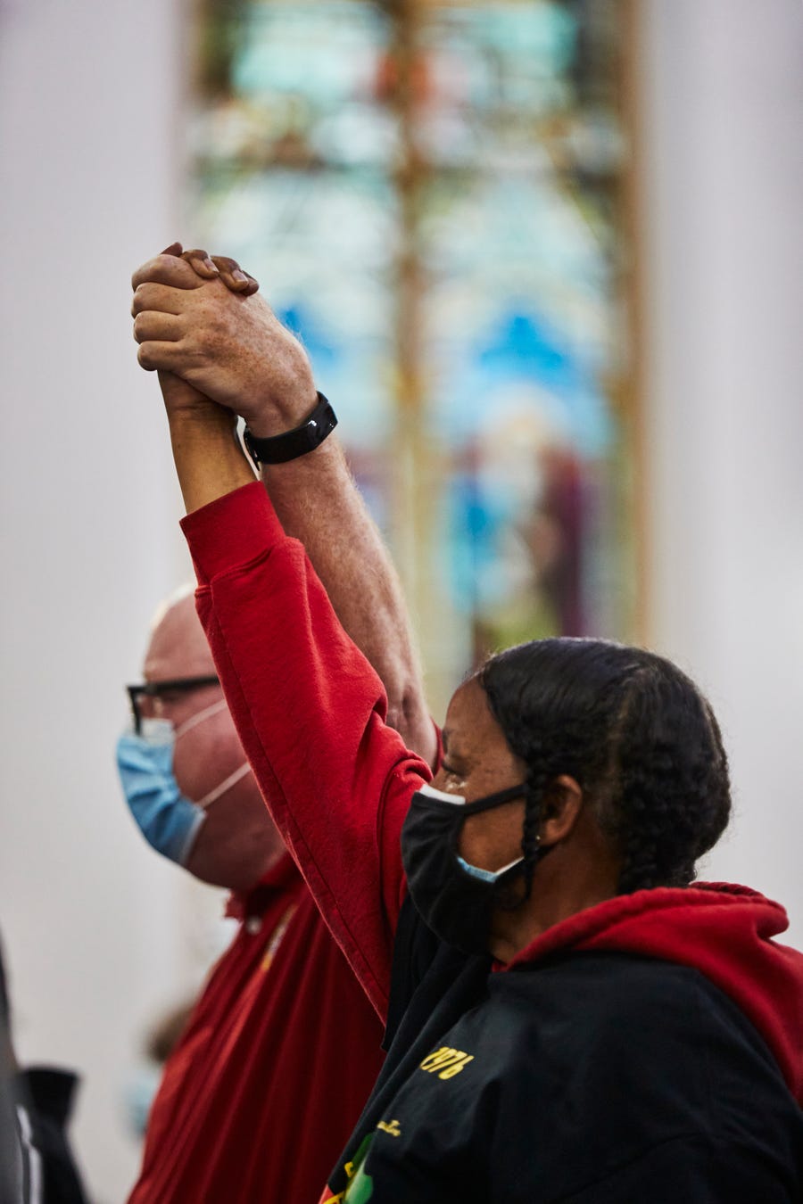 A service is held with the families and the community of Andre McNeil, Geraldine Talley and Ruth Whitfield at Antioch Baptist Church on May 19, 2022 in Buffalo, New York.