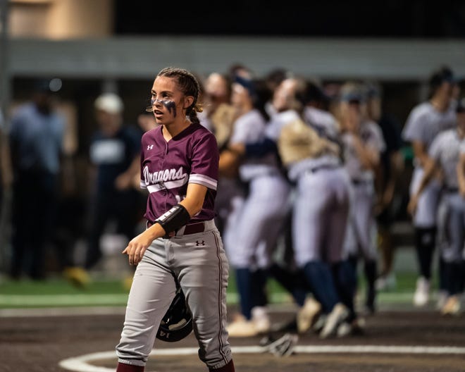 Round Rock infielder Brantley Lavas walks off the field after being stranded on base at the end of the Dragons' 3-1 loss to San Antonio O'Connor on Friday.