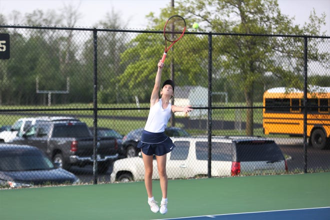 No. 3 singles freshman Brylee Beckley helped Delta girls tennis win its 30th sectional title in program history at Delta High School on Friday, May 20, 2022.